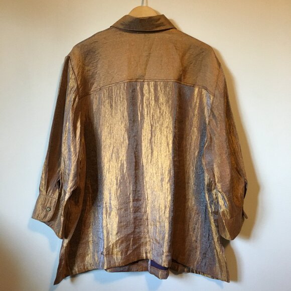 Vintage Coldwater Creek Golden Brown Button Down Shirt - Picture 2 of 16